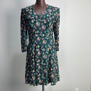 Vintage 90s Green Floral Dress